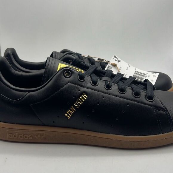 ADIDAS STAN SMITH Core Black Gum LEATHER casual ID1341 Shoes Men 10.5 NWB - Picture 2 of 11